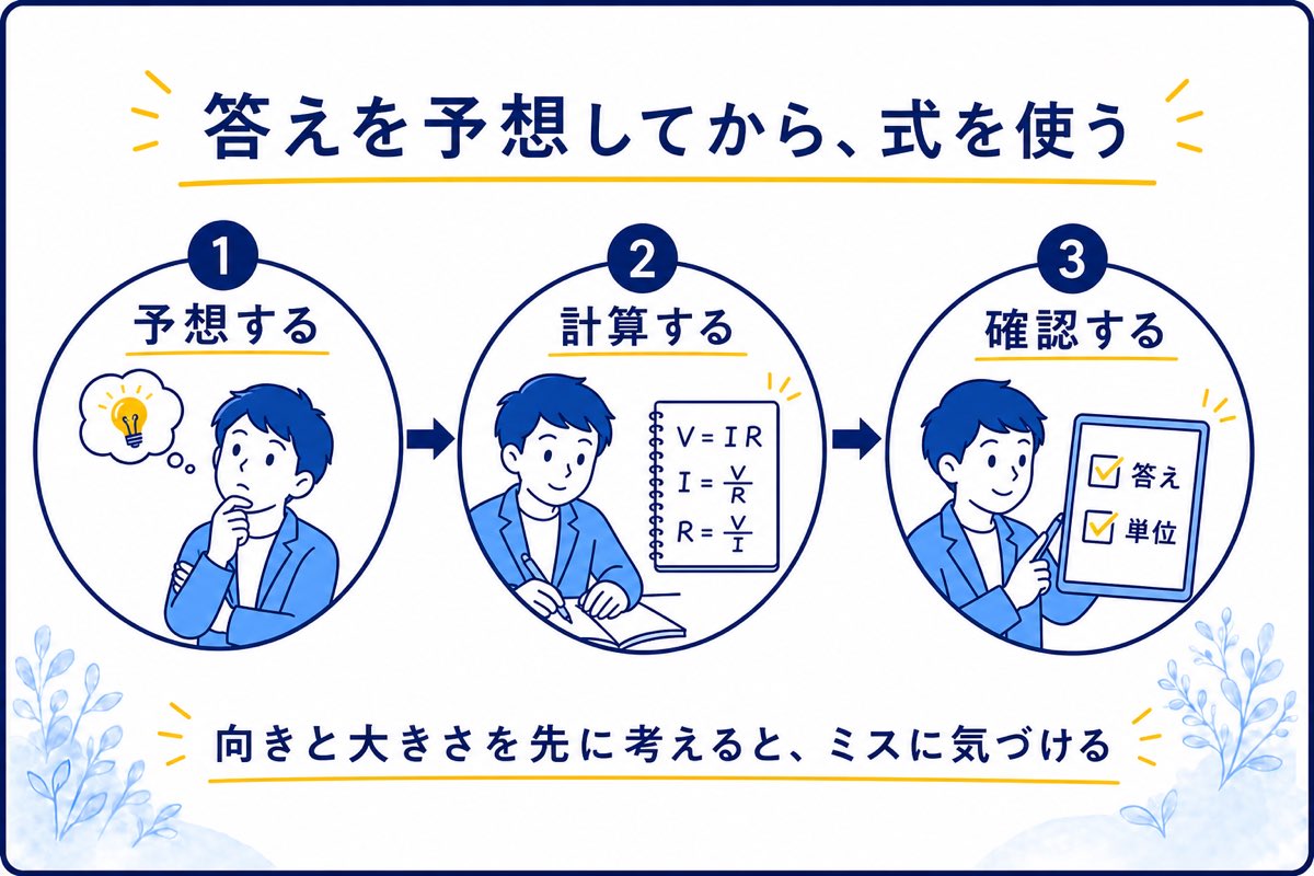 予想・計算・確認でオームの法則を解く手順