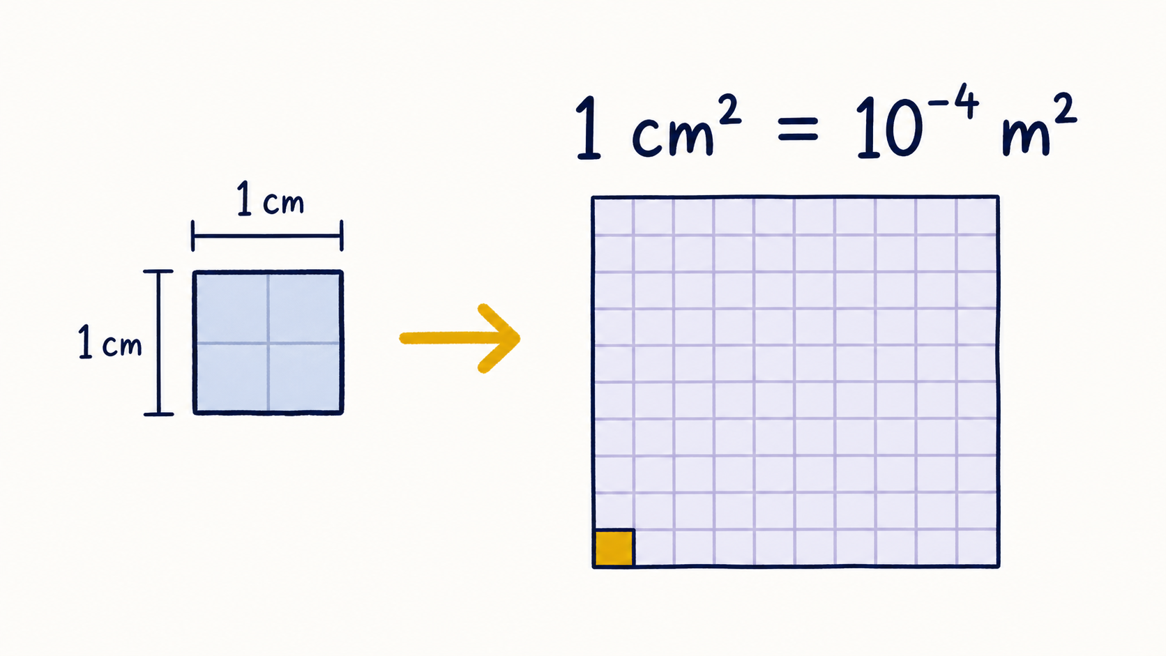 cm²→m² は10⁻⁴ という単位換算の注意図