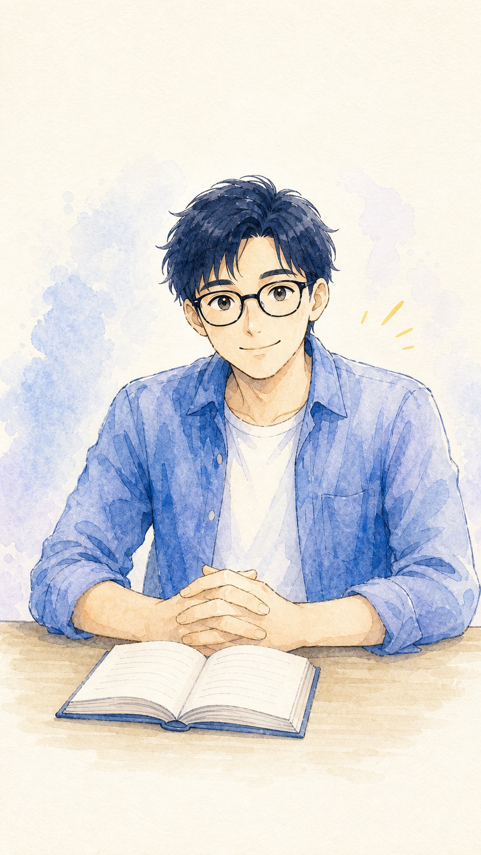 ノートを前に優しく話しかける、いつものはる先生